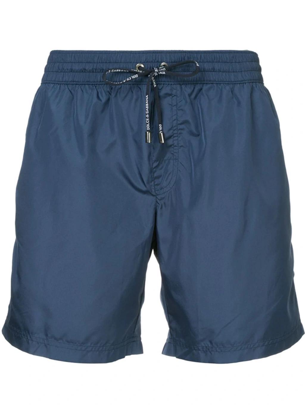 Drawstring Fitted Swim-shorts In Blue Product Image