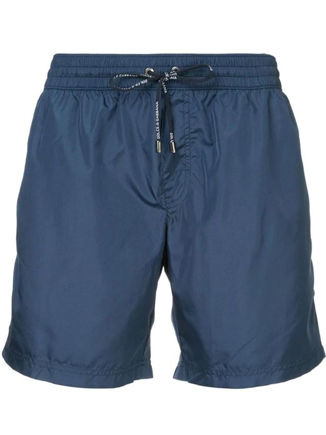 Drawstring Fitted Swim-shorts In Blue Product Image