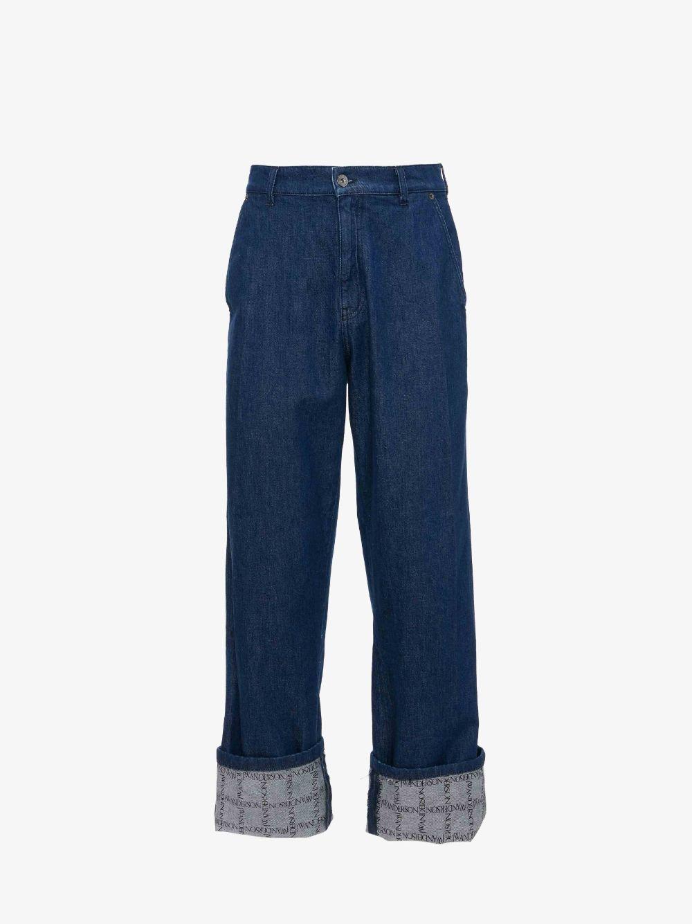 LOGO GRID TURN UP WORKWEAR DENIM JEANS in blue | JW Anderson US  Product Image