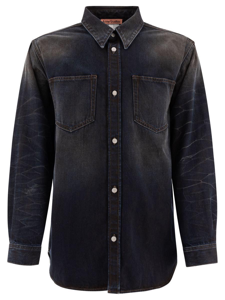 Oversized Denim Shirt In Blue Product Image