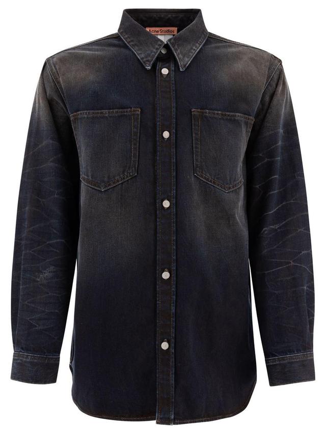 Oversized Denim Shirt In Blue Product Image