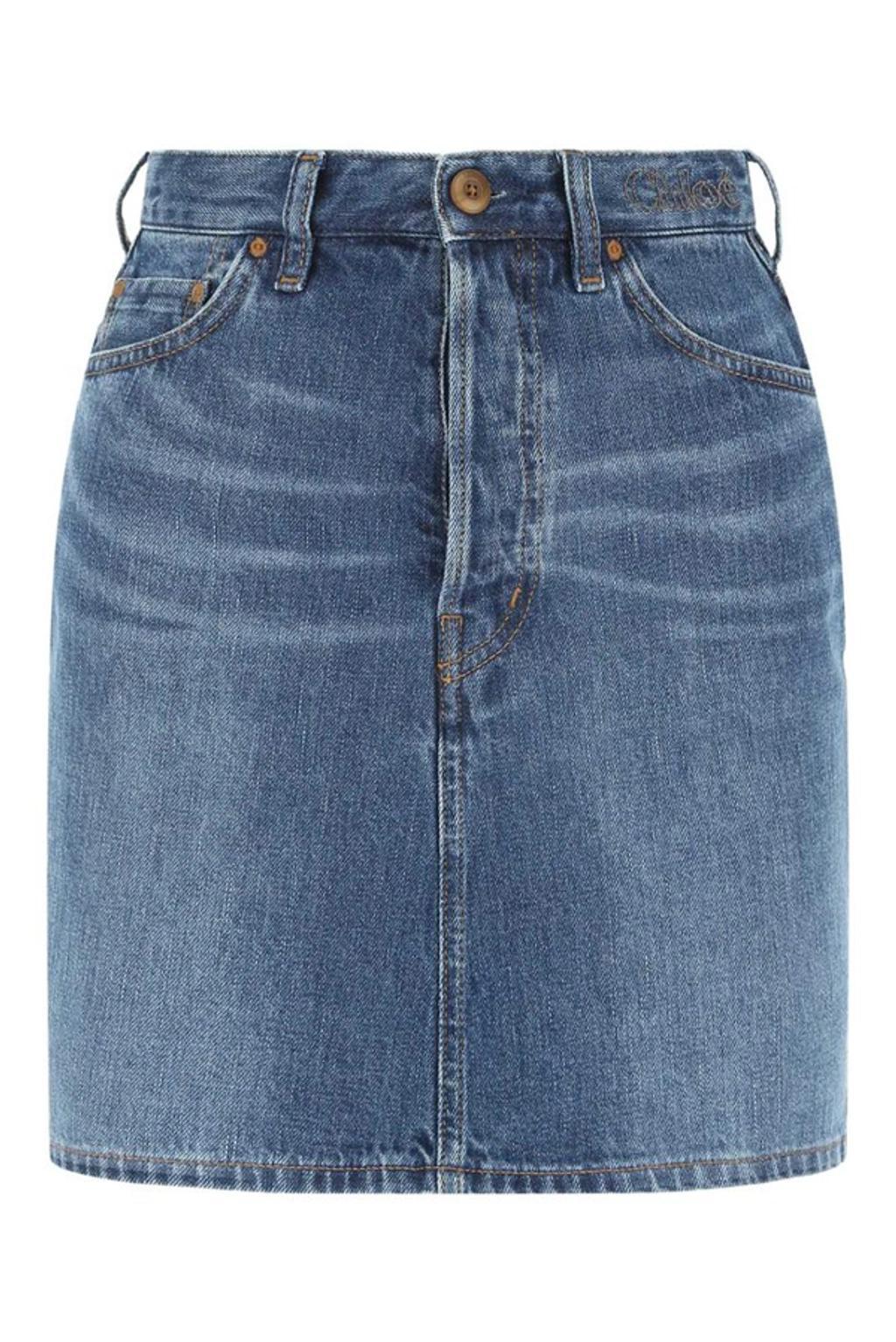 Denim Mini Skirt  Blue Chloe Donna 26 In Dusky Blue Product Image