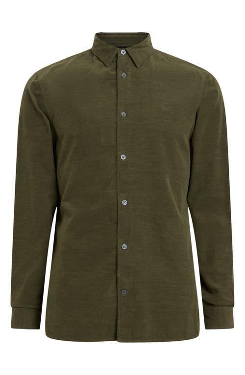 ALLSAINTS Birchwood Corduroy Slim Fit Shirt In Cage Brown Product Image