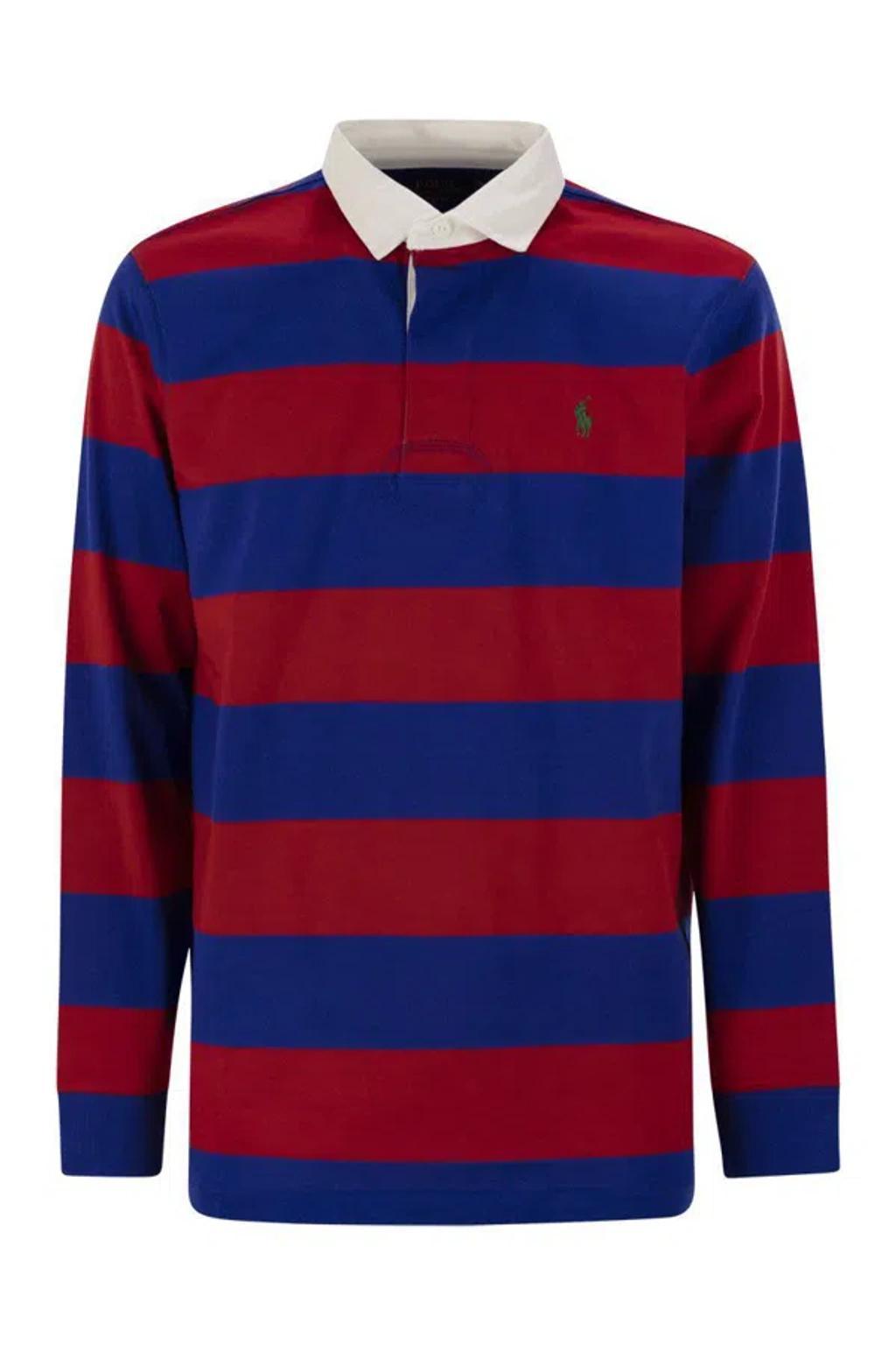 Long-sleeved Rugby Jersey In Red/blue Product Image