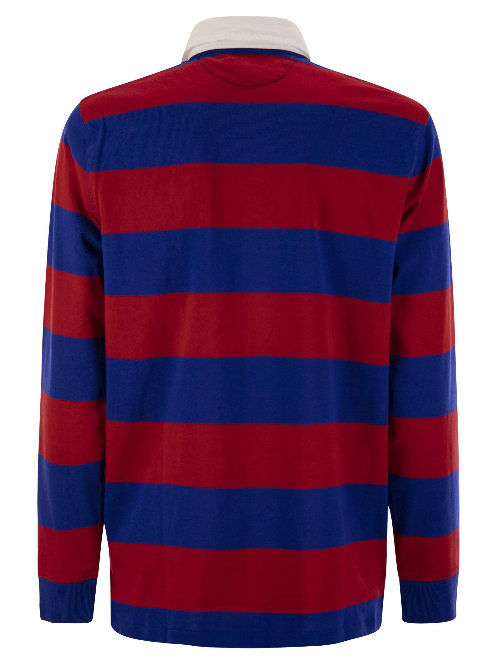 Long-sleeved Rugby Jersey In Red/blue Product Image