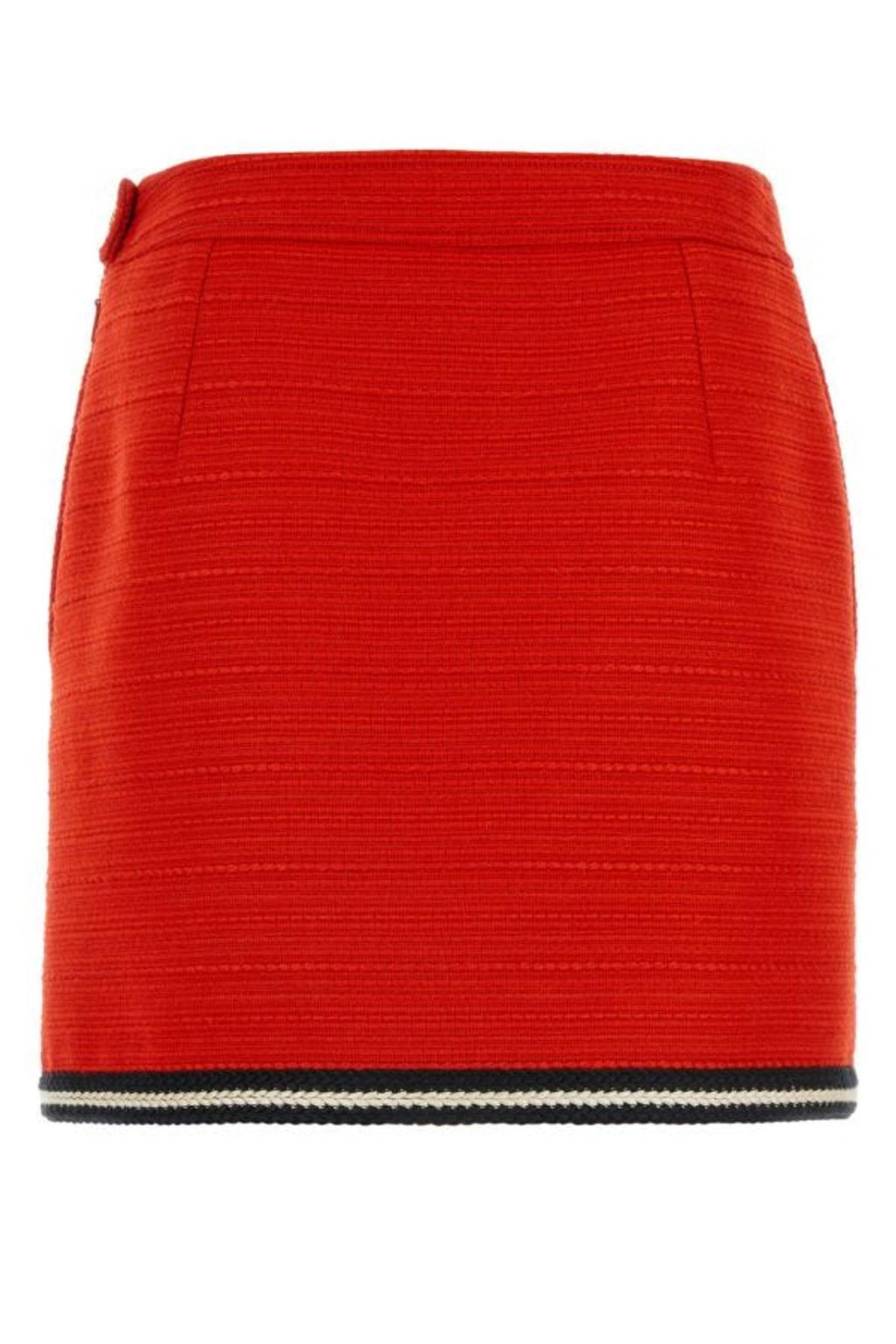 Mid Rise Braided Trim Mini Skirt In Red Product Image