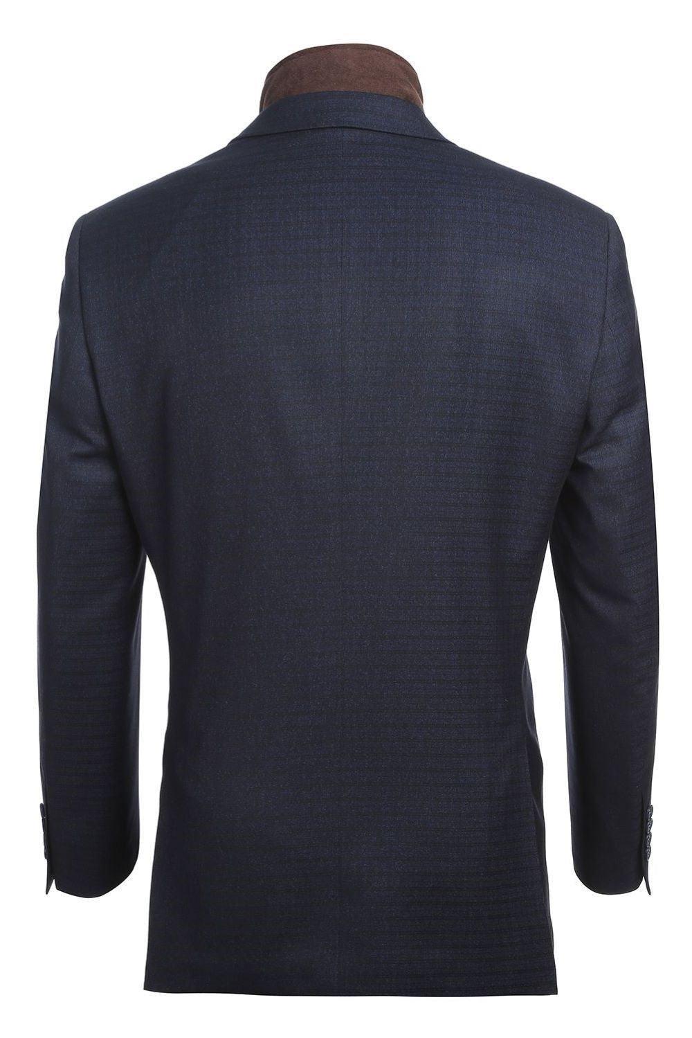 Navy Regular Fit 2 Button Mini Check Blazer with Bib Product Image