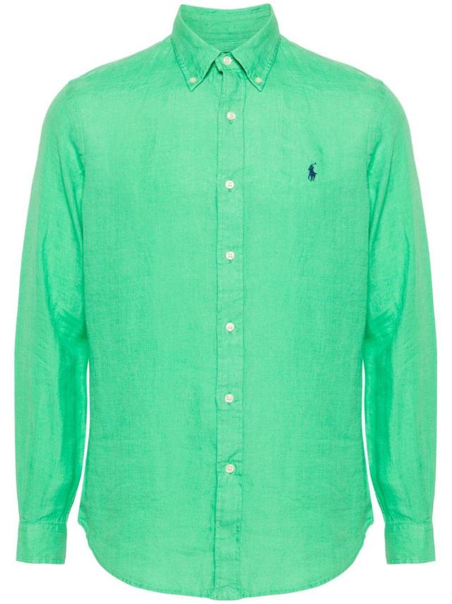 POLO RALPH LAUREN Polo Pony Linen Shirt In Green Product Image