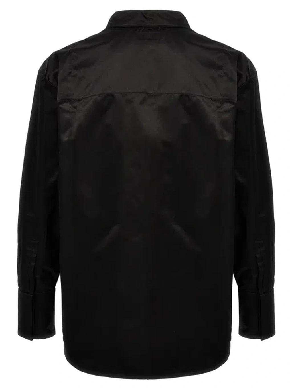 Tailored Silk Shirt With Buttoned Cuffs In Black Product Image