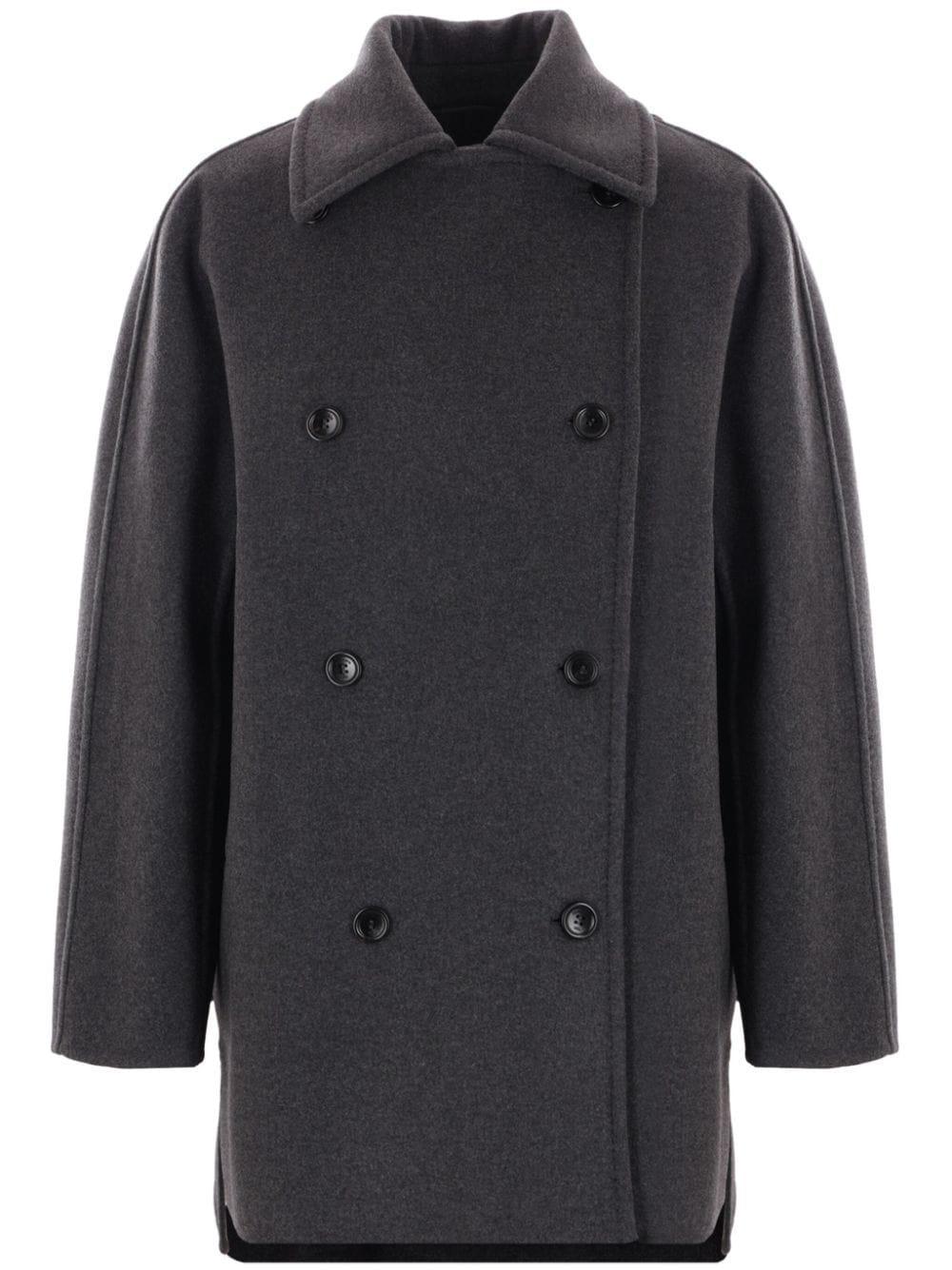 Oversized Wool And Cashmere Coat In Grey Product Image