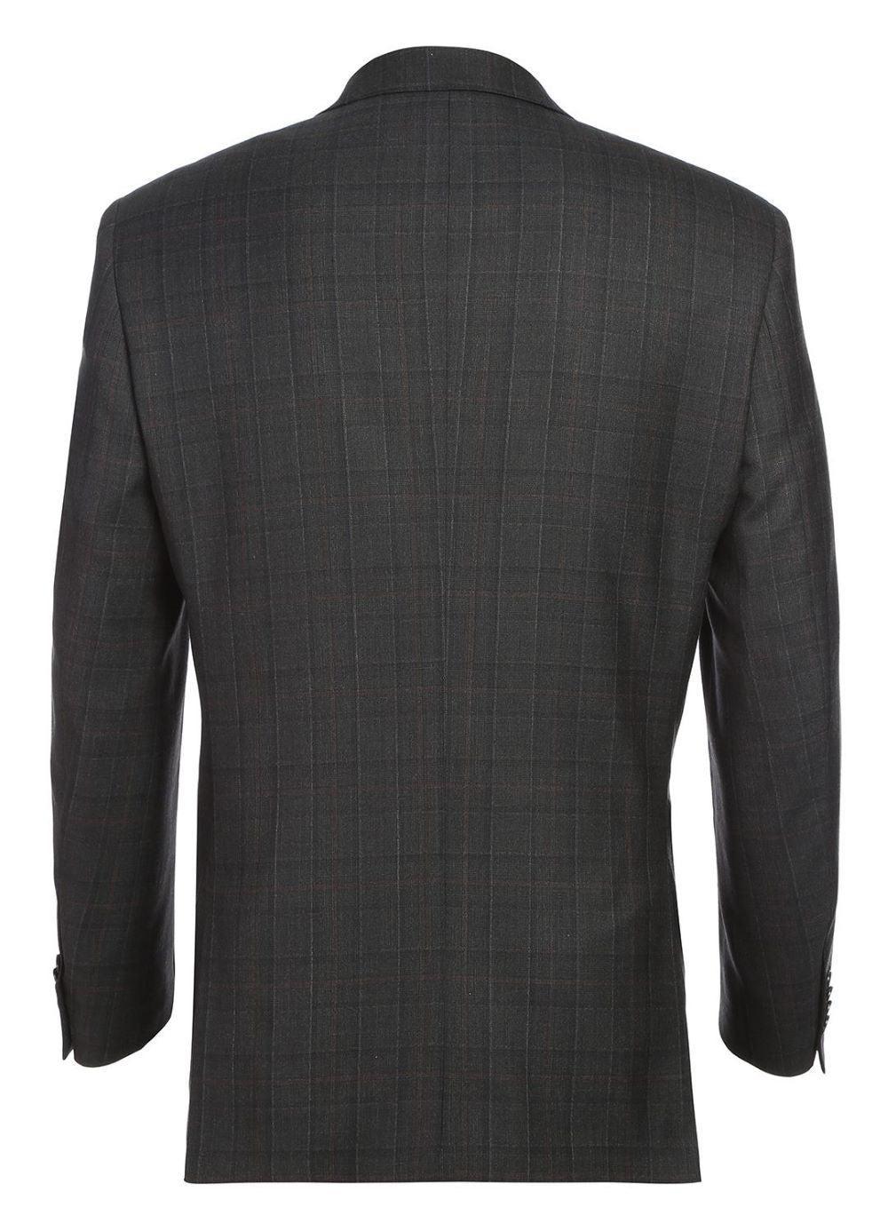 Charcoal Regular Fit Wool Blend Windowpane 2 Piece Suit Product Image