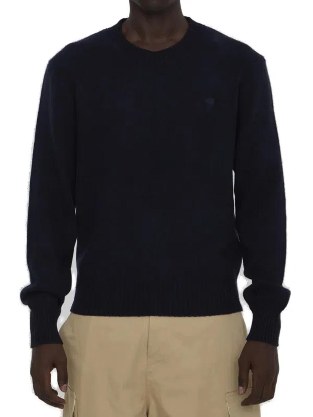 Ami Paris Ami De Coeur Crewneck Jumper In Blue Product Image