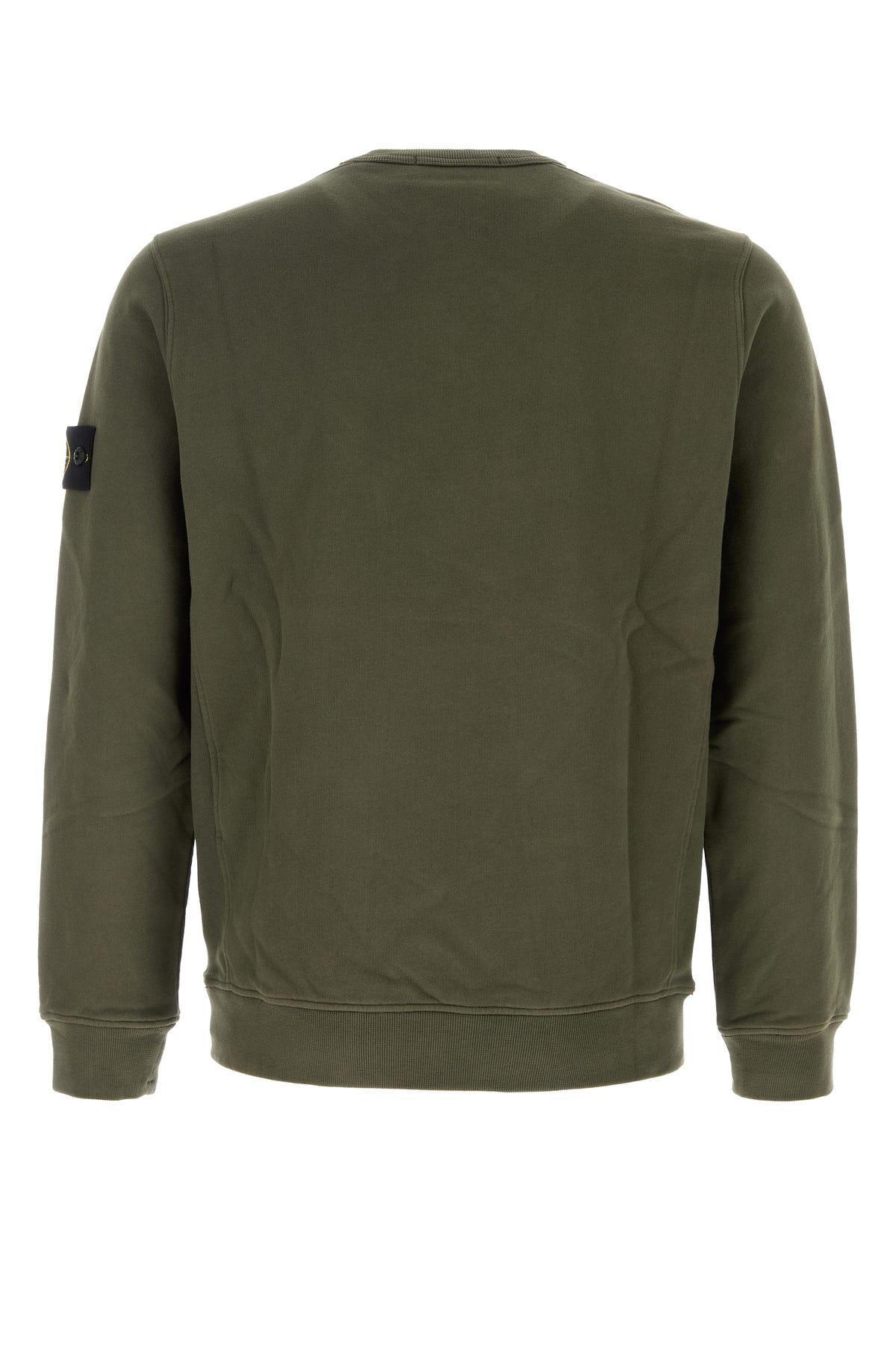 STONE ISLAND Dark Green Cotton Sweatshirt Product Image