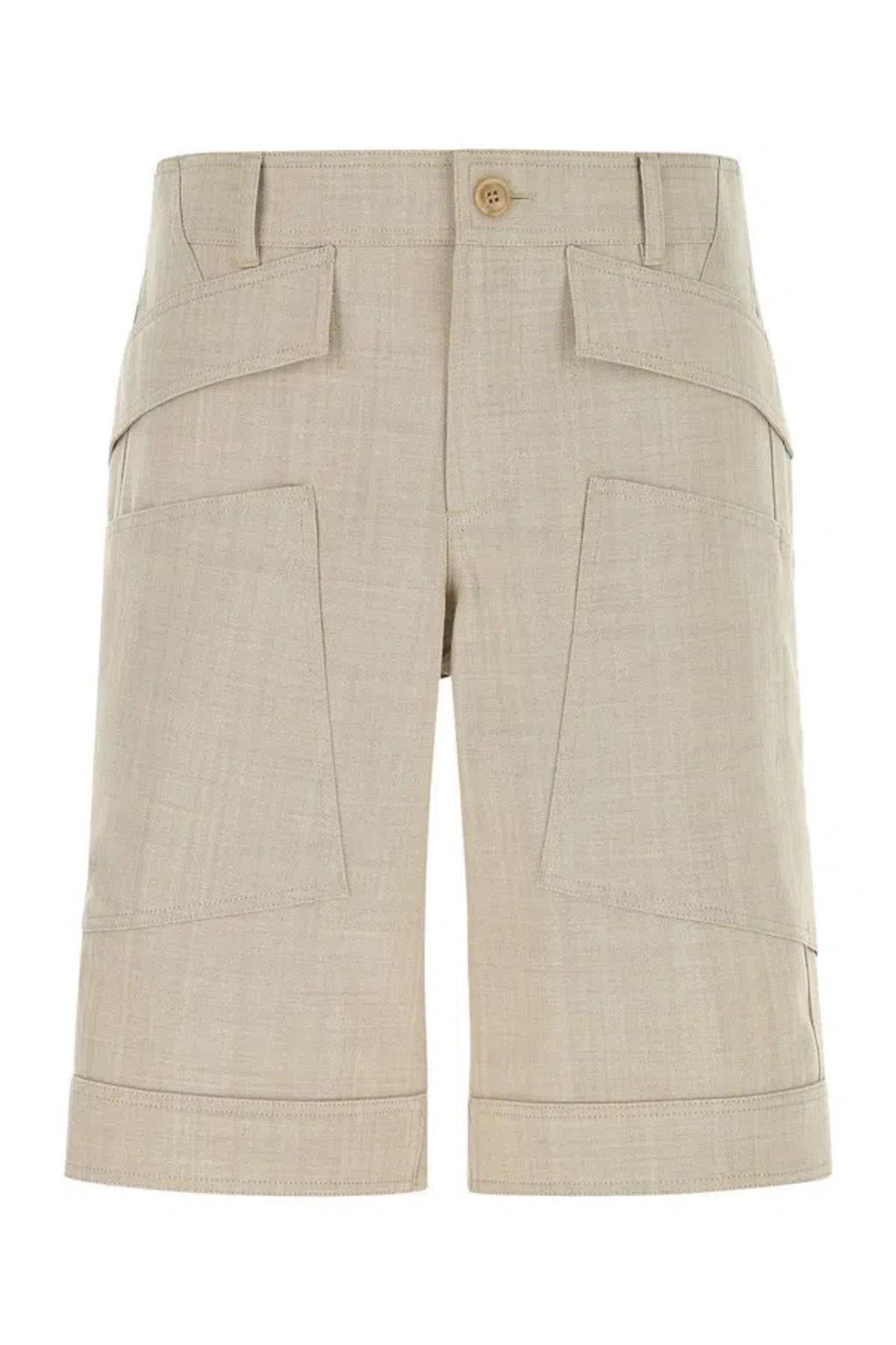 Sand Wool Bermuda Shorts In Beige Product Image