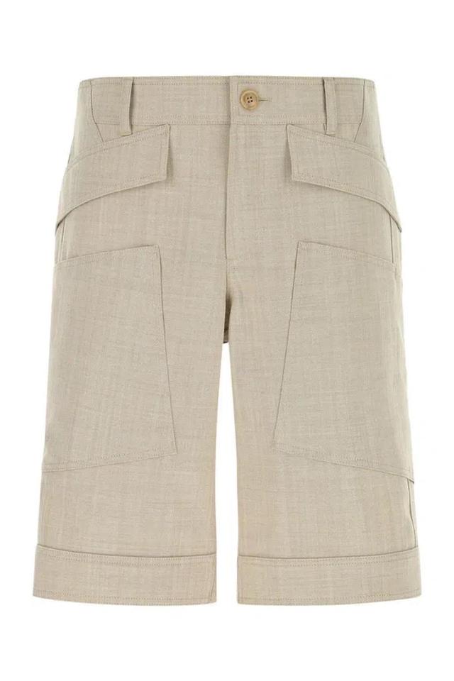 Sand Wool Bermuda Shorts In Beige Product Image