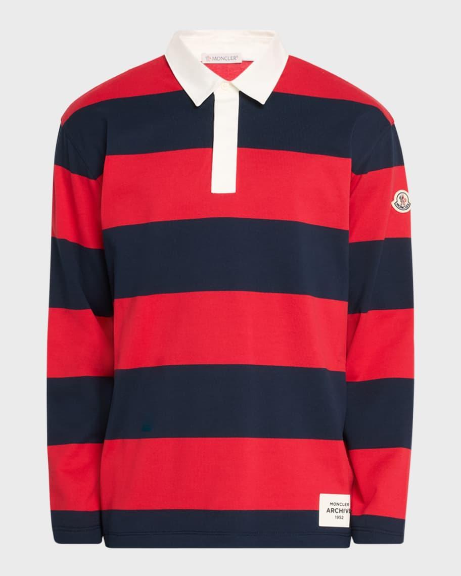 Men's Striped Rugby Polo Shirt Product Image