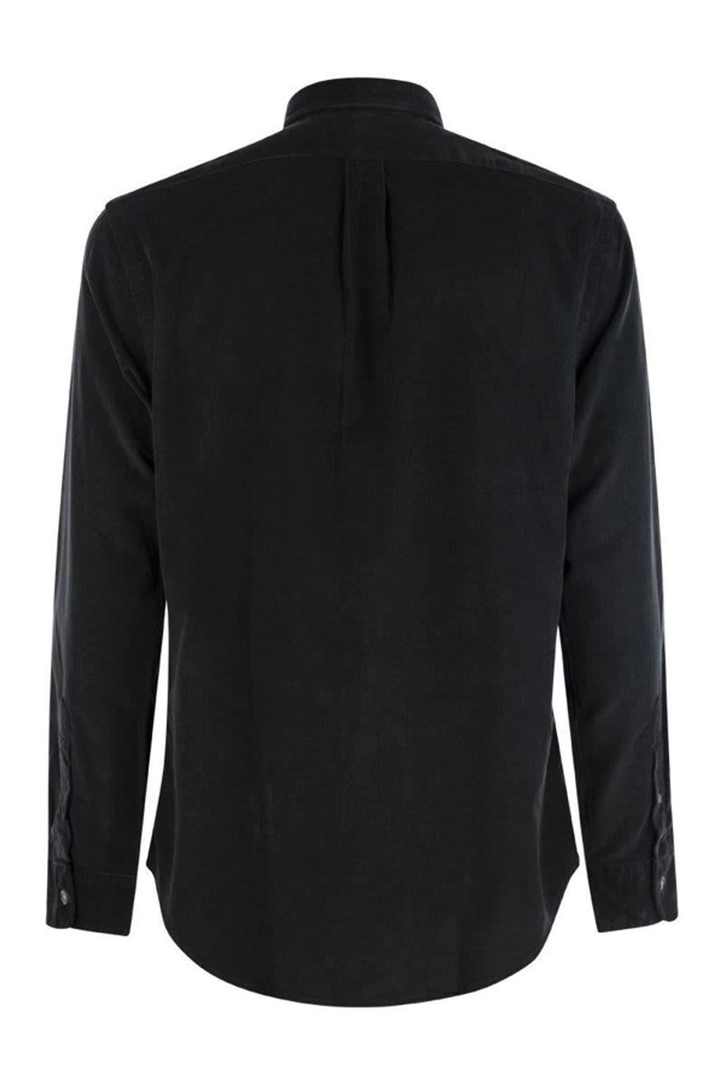 Slim-fit Velvet Shirt In Black Product Image