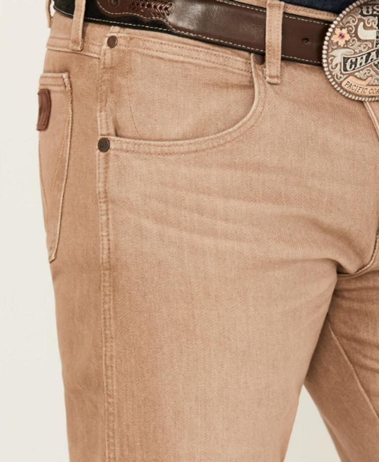 Wrangler Retro® Men's Saddle Tan Slim Straight Stretch Jeans Product Image