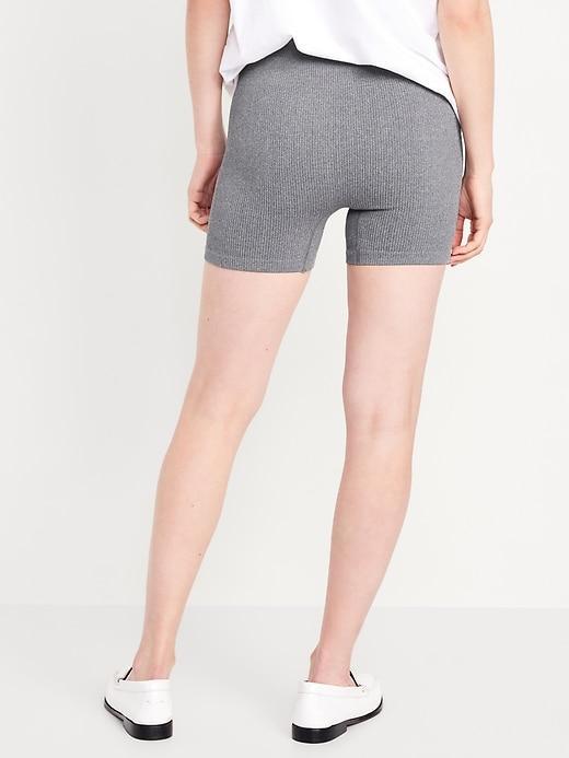 Extra High-Waisted Seamless Ribbed Biker Shorts -- 4-inch inseam Product Image