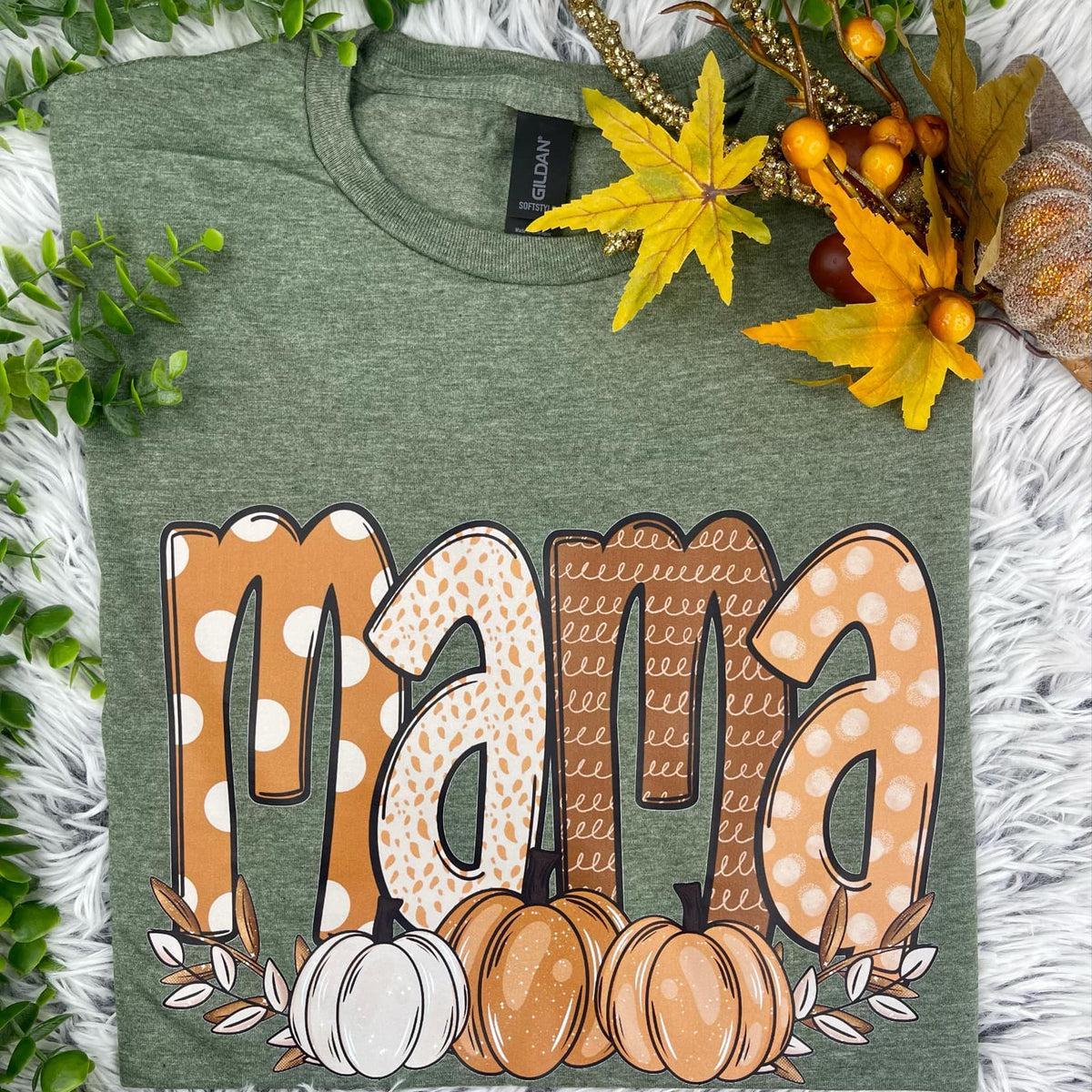 Mama Pumpkins (DTF T-Shirt): Gildan Softstyle Olive Product Image