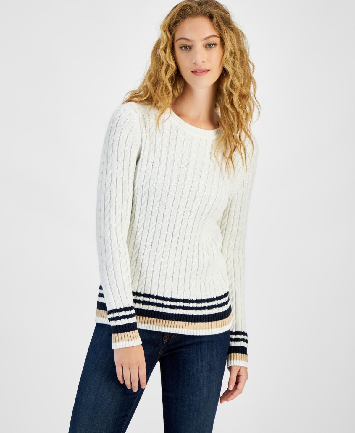 Tommy Hilfiger Womens Cable-Knit Crewneck Sweater Product Image