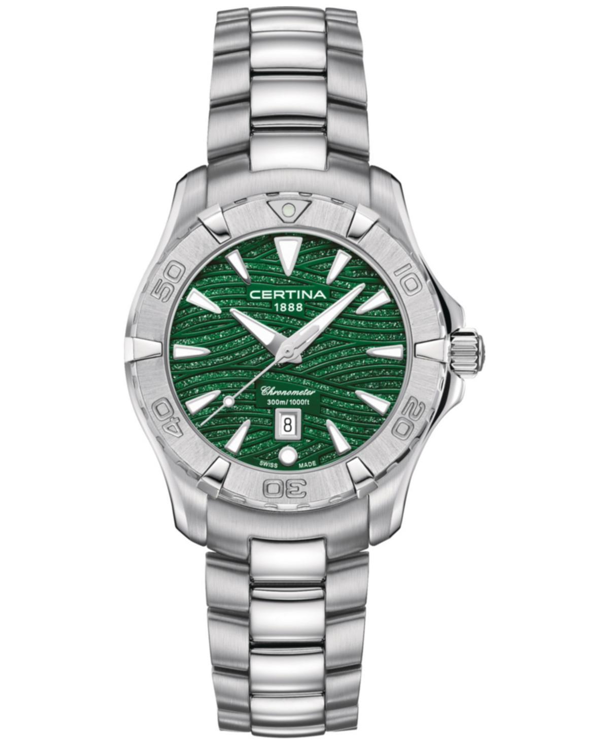 Certina Womens Swiss Ds Action Stainless Steel Bracelet Watch 34mm - Green Product Image