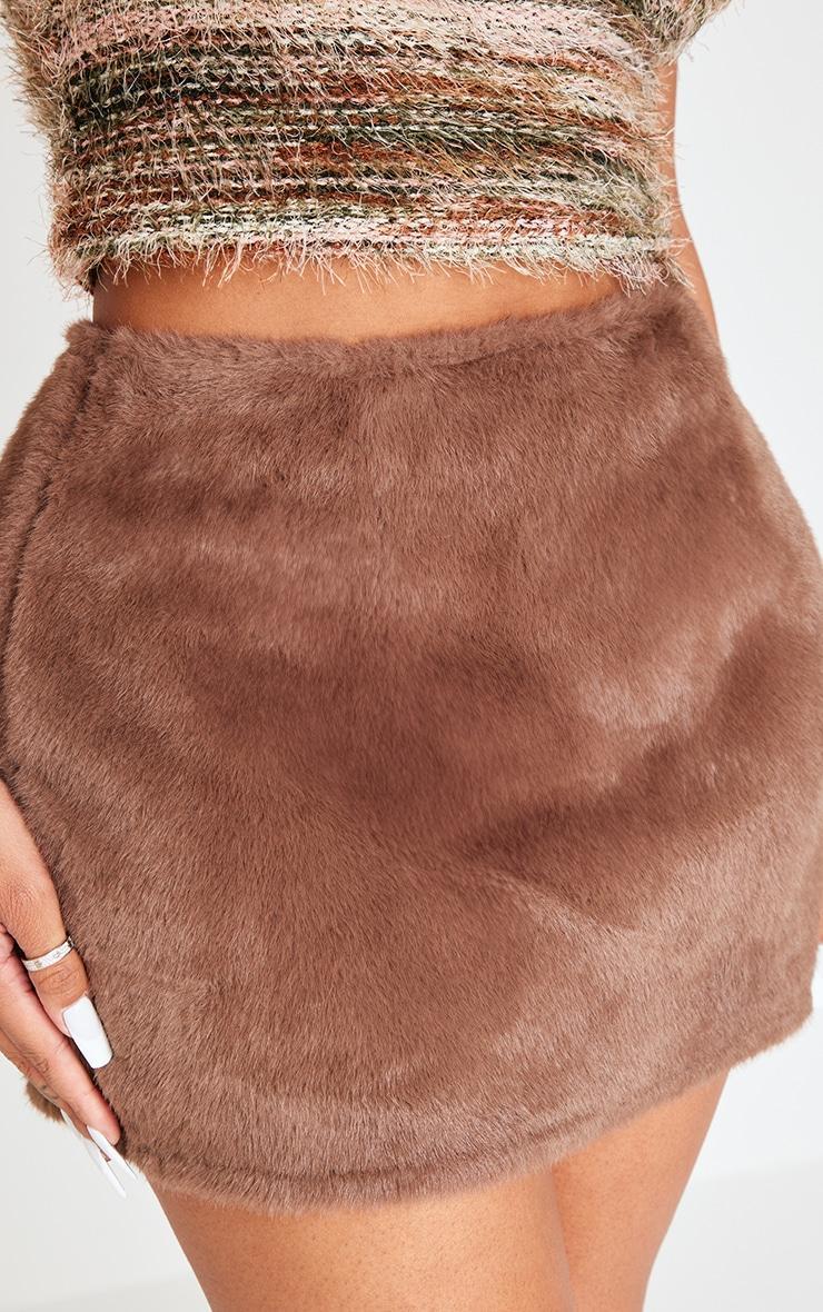 Shape Brown Fur Mini Skirt Product Image