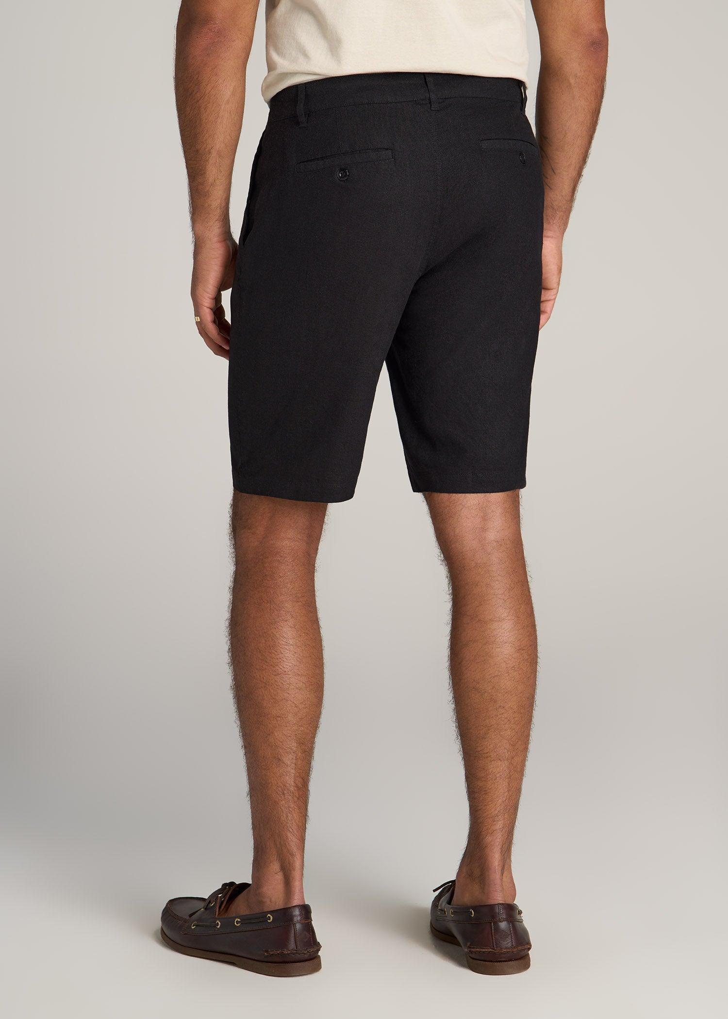 Linen Shorts For Tall Men in Black Male Product Image