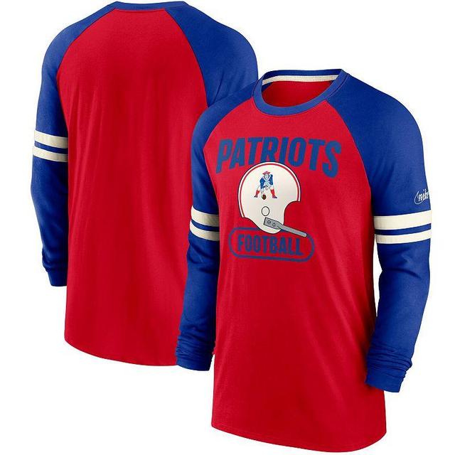 Mens Nike /Royal New England Patriots Throwback Raglan Long Sleeve T-Shirt Product Image