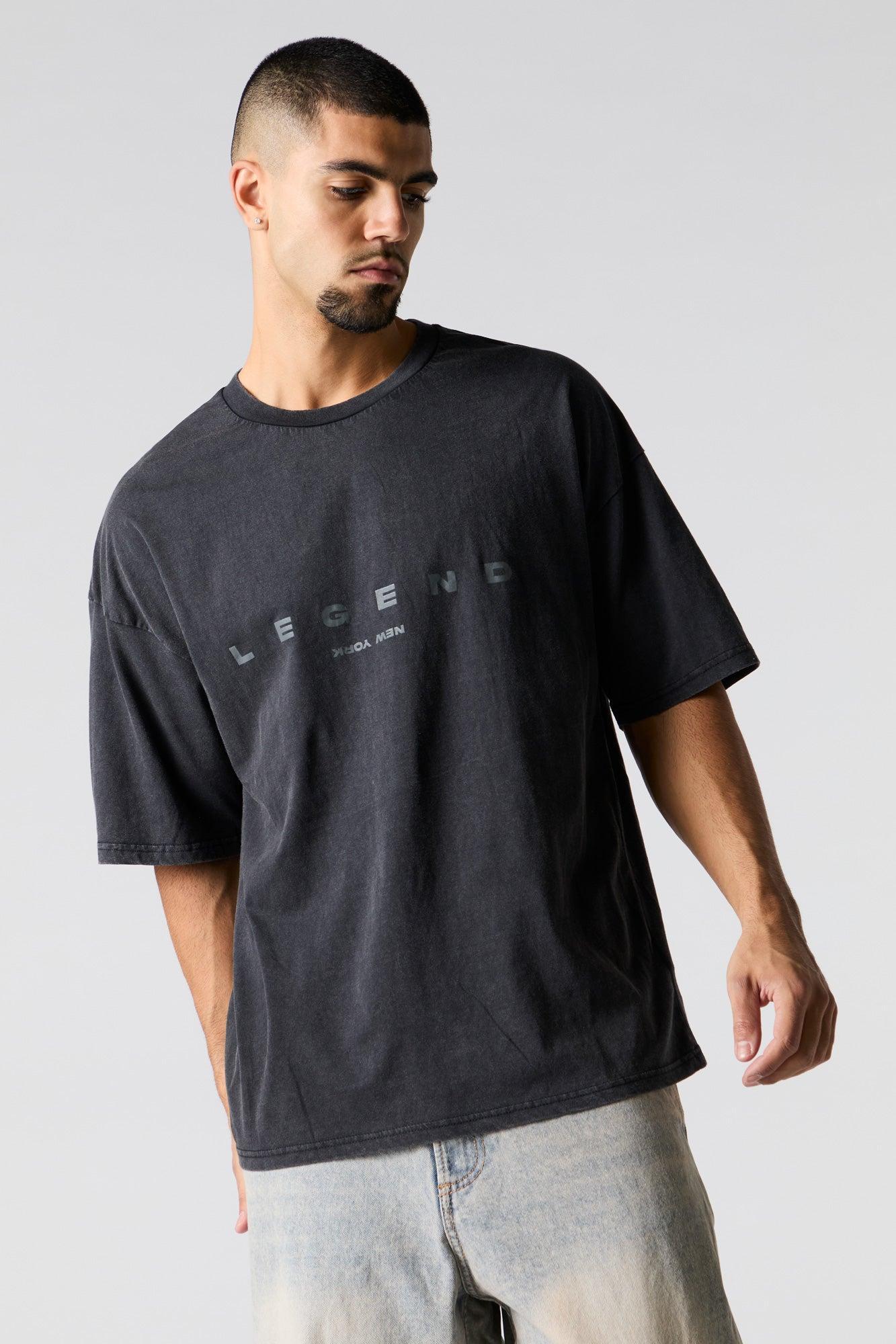 Embroidered Back Oversized Graphic T-Shirt Male Product Image