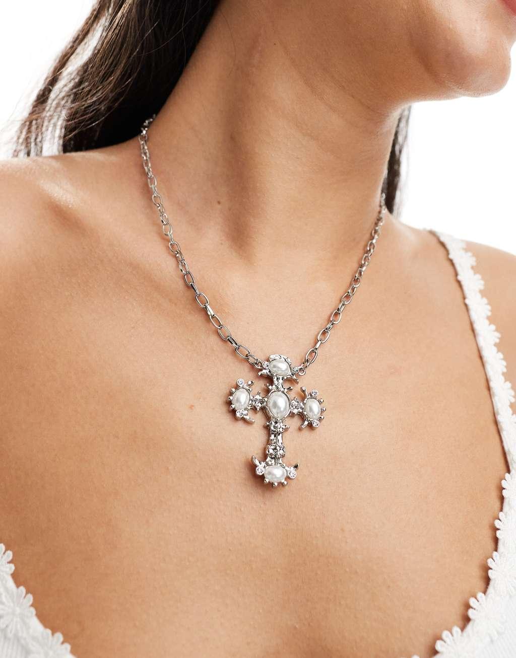 8 Other Reasons rhodium plated large cross pendant necklace  Product Image