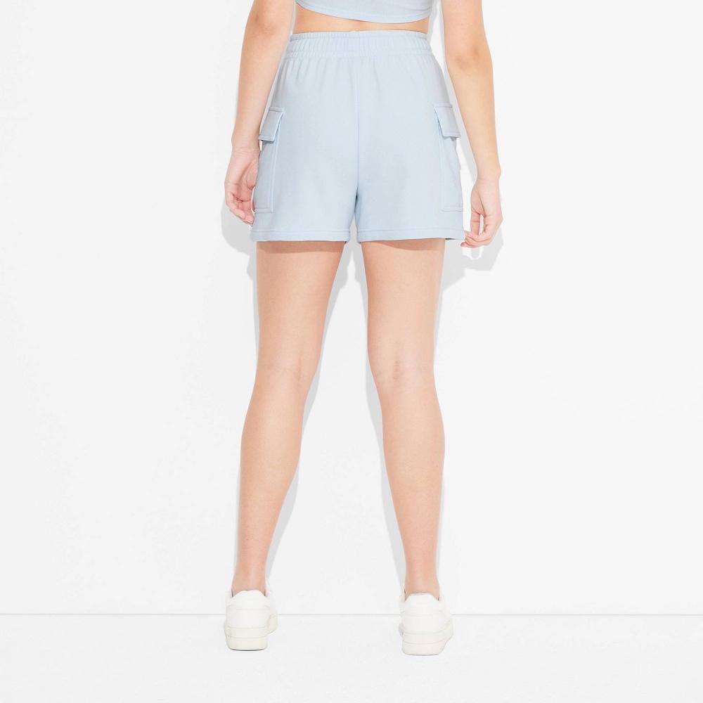 Women's Mid-Rise Cargo Sweat Shorts - Wild Fable™ Light Aqua Blue XXS Product Image