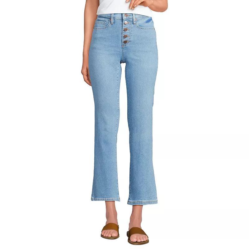 Womens Lands End Recover High Rise Button Front Kick Flare Crop Jeans Product Image