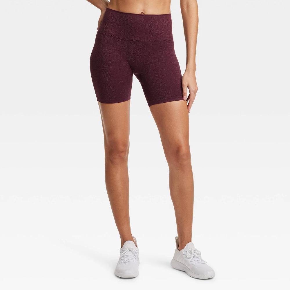 Womens Lurex Seamless High-Rise Bike Shorts 6 - All In Motion Plum Purple L Product Image