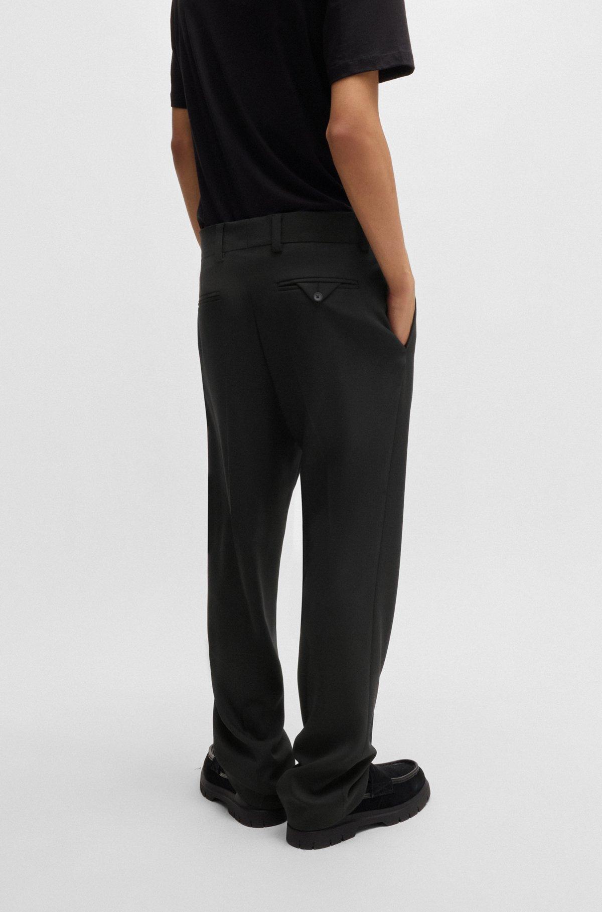 HUGO - Modern-fit trousers in stretch twill with front crease - Black Product Image