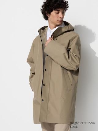 Mens Blocktech Coat with Water-Repellent Beige 2XL UNIQLO US Product Image