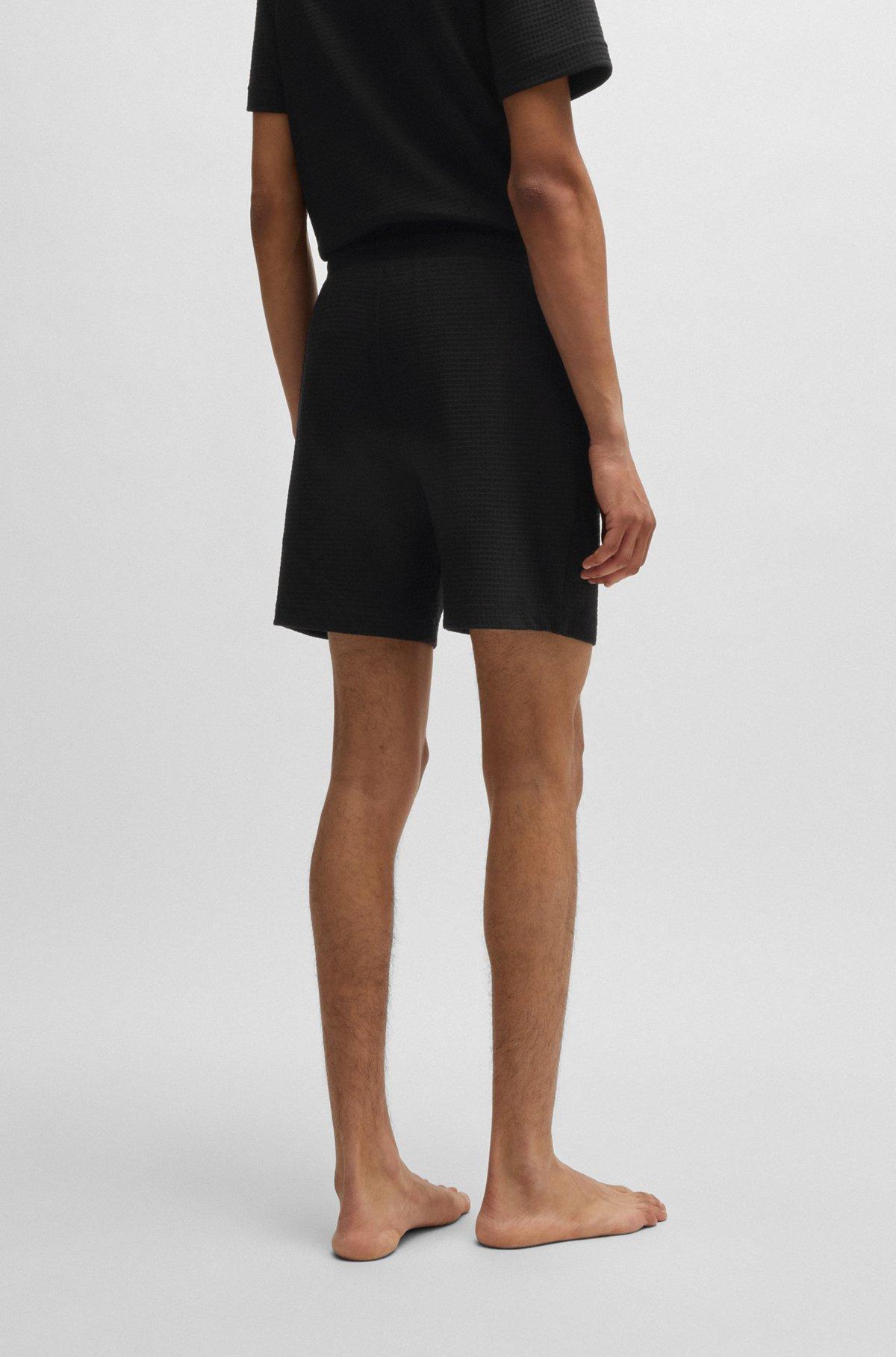 HUGO - Pajama shorts with embroidered logo - Black Product Image