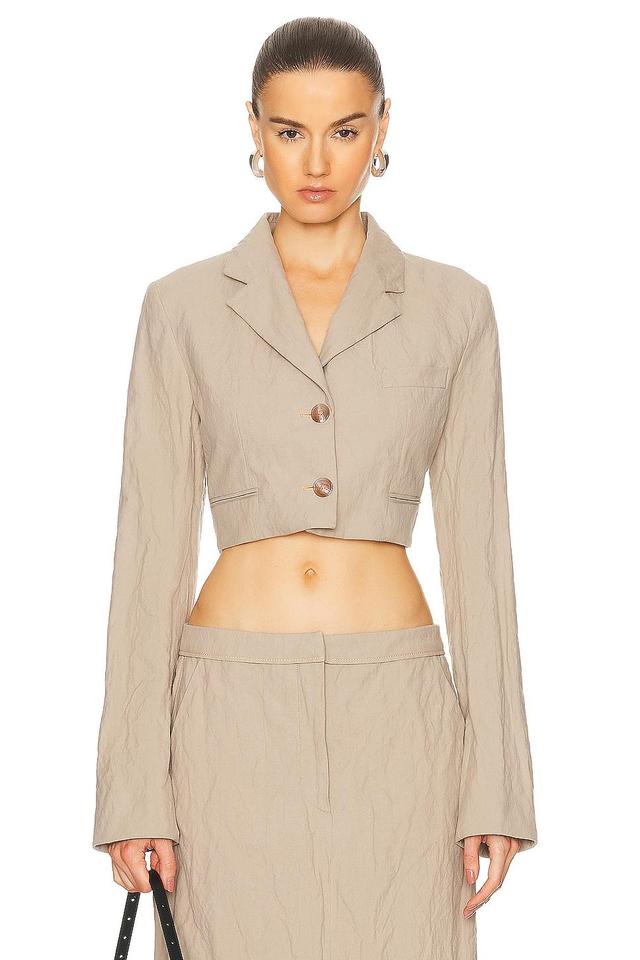 Acne Studios Cropped Blazer Beige. (also in 38, 40, 42). Product Image