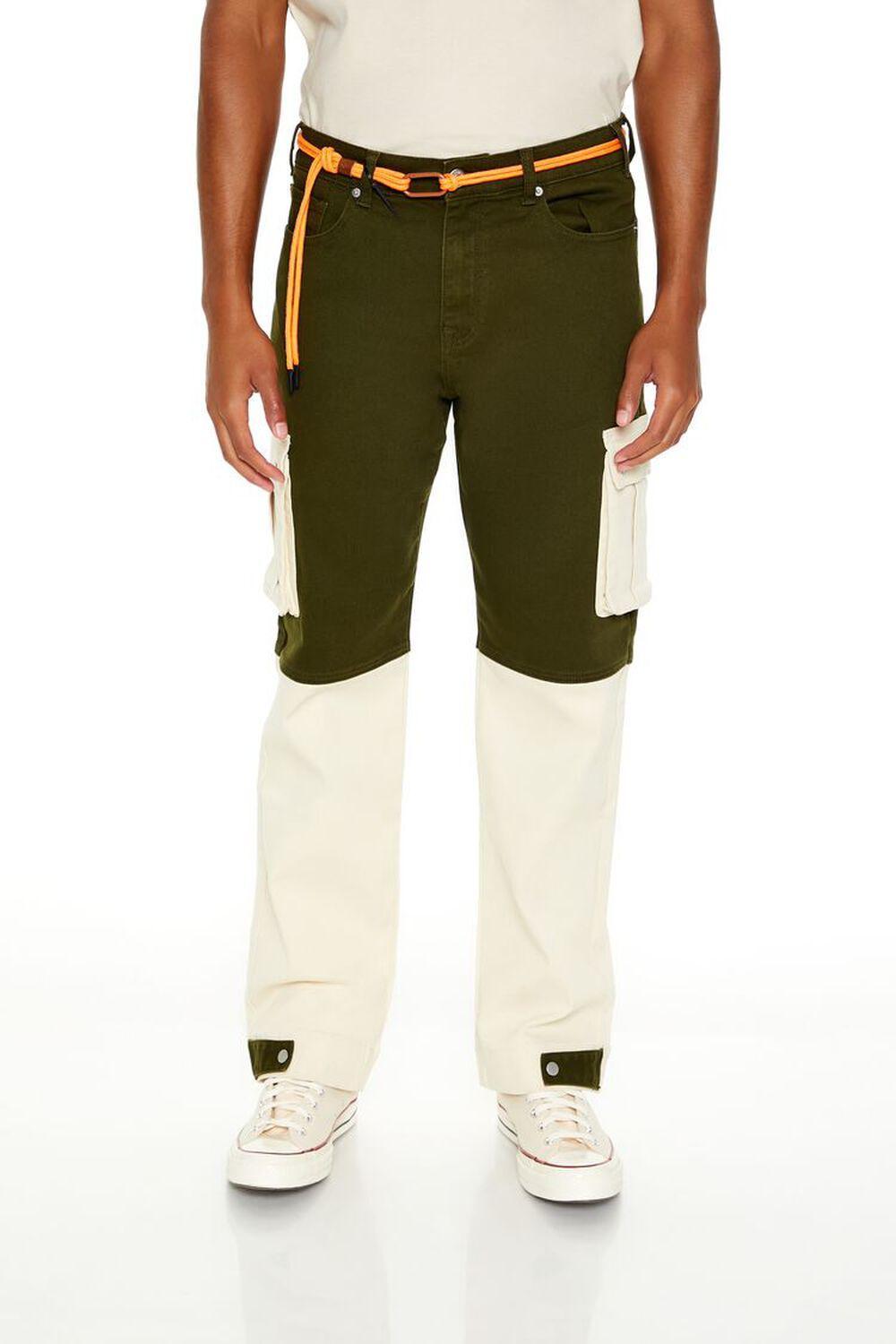 Mid-Rise Colorblock Cargo Jeans | Forever 21 Product Image