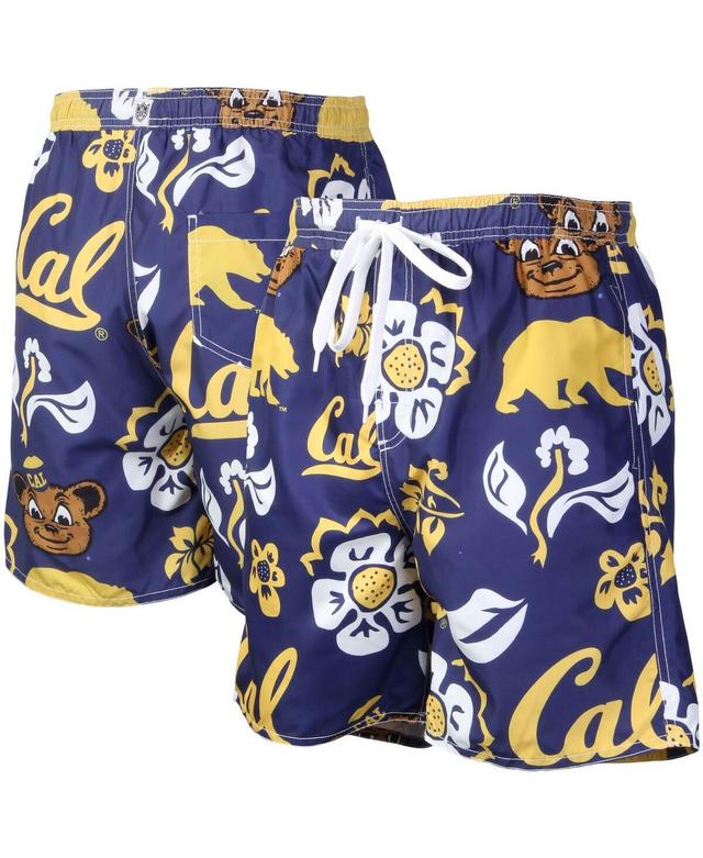 Mens Wes & Willy Cal Bears Floral Volley Logo Swim Trunks Blue Product Image