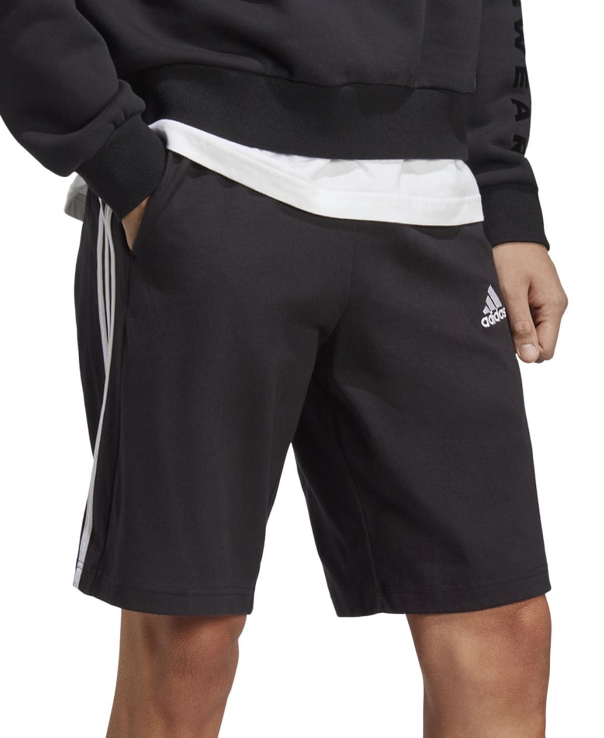 adidas Essentials 3-Stripes Single Jersey Shorts (Medium Grey Heather/White) Men's Shorts Product Image