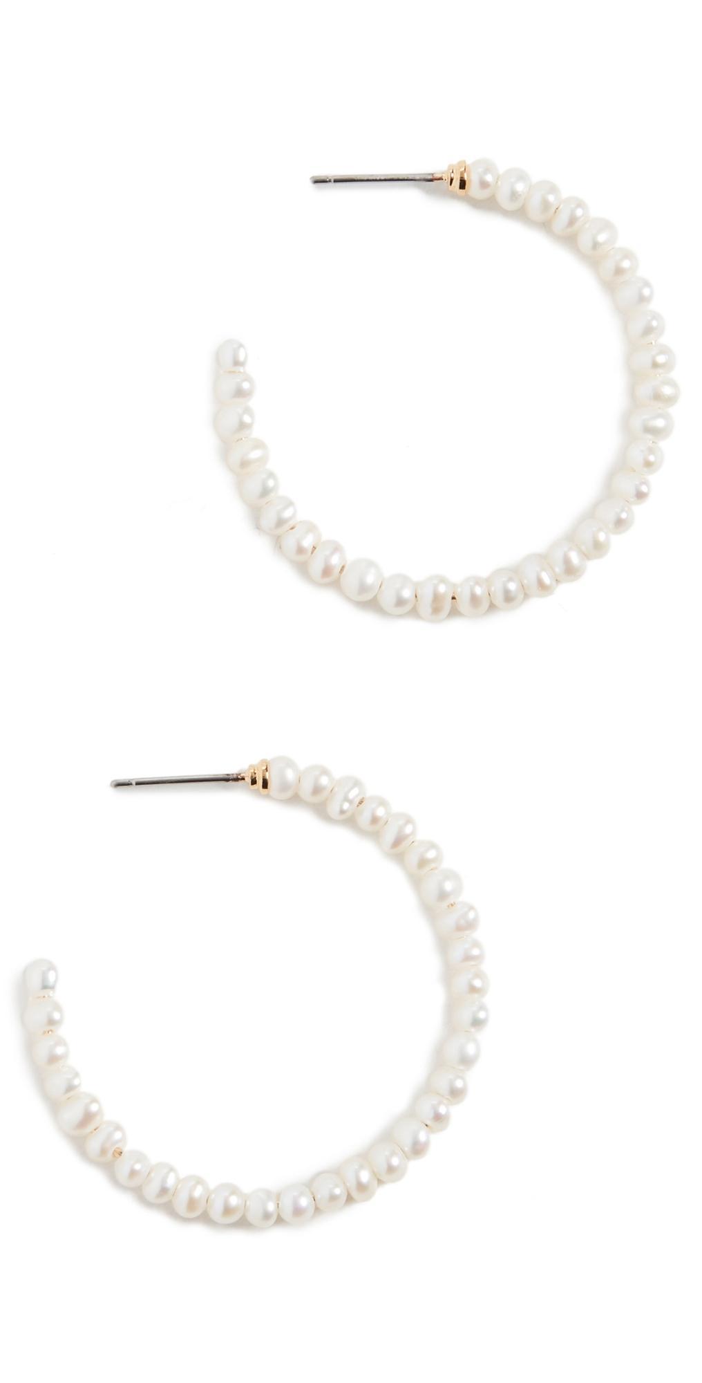 Lele Sadoughi Medium Pearl Hoop Earrings at Nordstrom Product Image