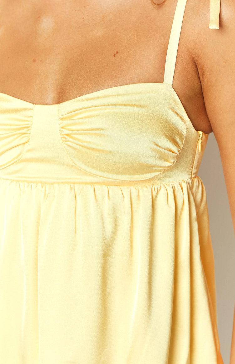 Sammie Yellow Satin Mini Dress Product Image