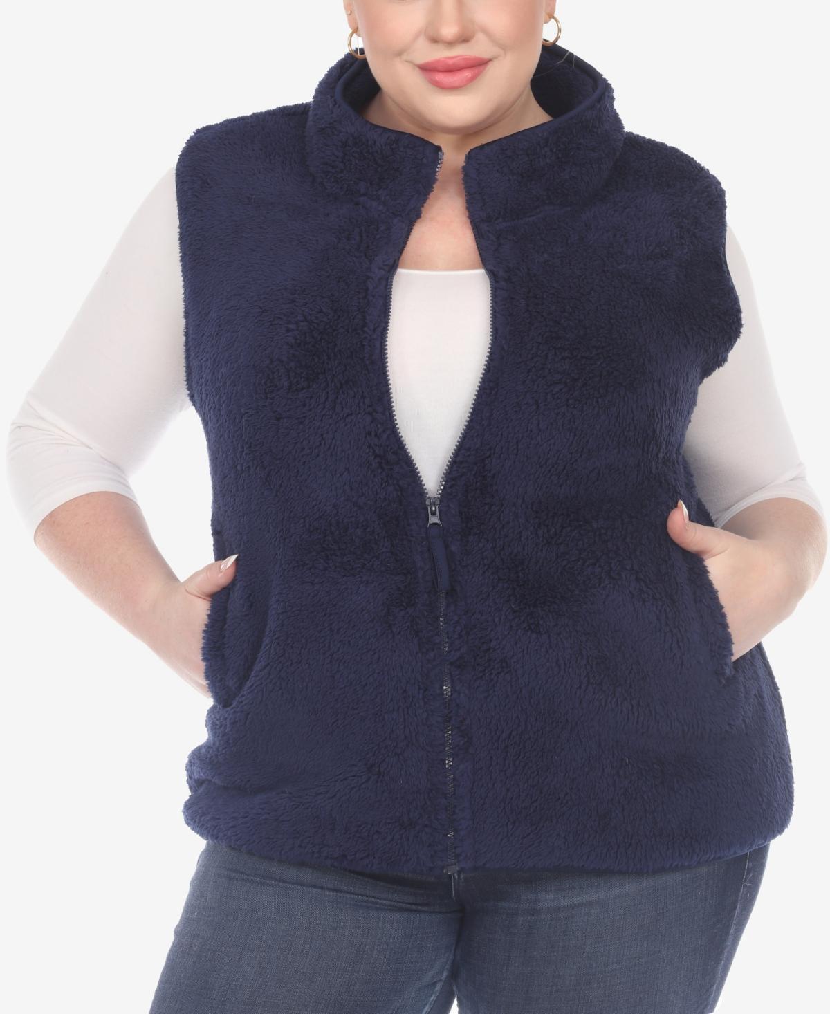 White Mark Plus Size Womens Zip Up Sherpa Vest Jacket Product Image