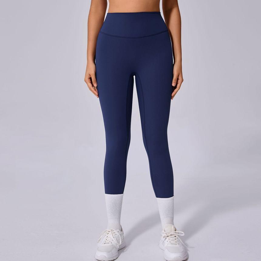 High Waist Plain Yoga Pants Product Image