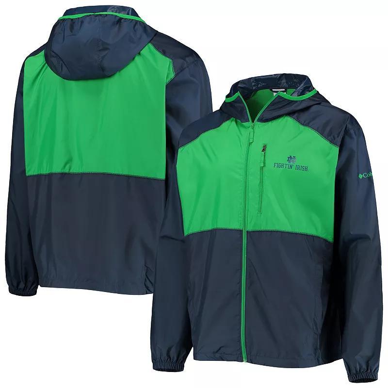 Mens Columbia /Green Notre Dame Fighting Irish Flash Forward Hoodie Full-Zip Lightweight Windbreaker Blue Product Image