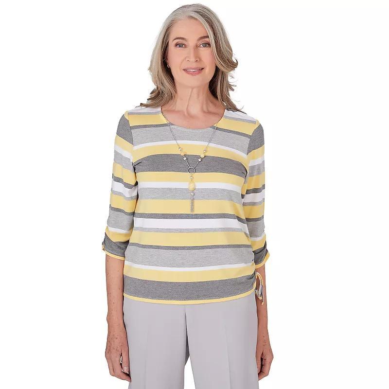 Womens Alfred Dunner Striped Side Ruched Top Product Image