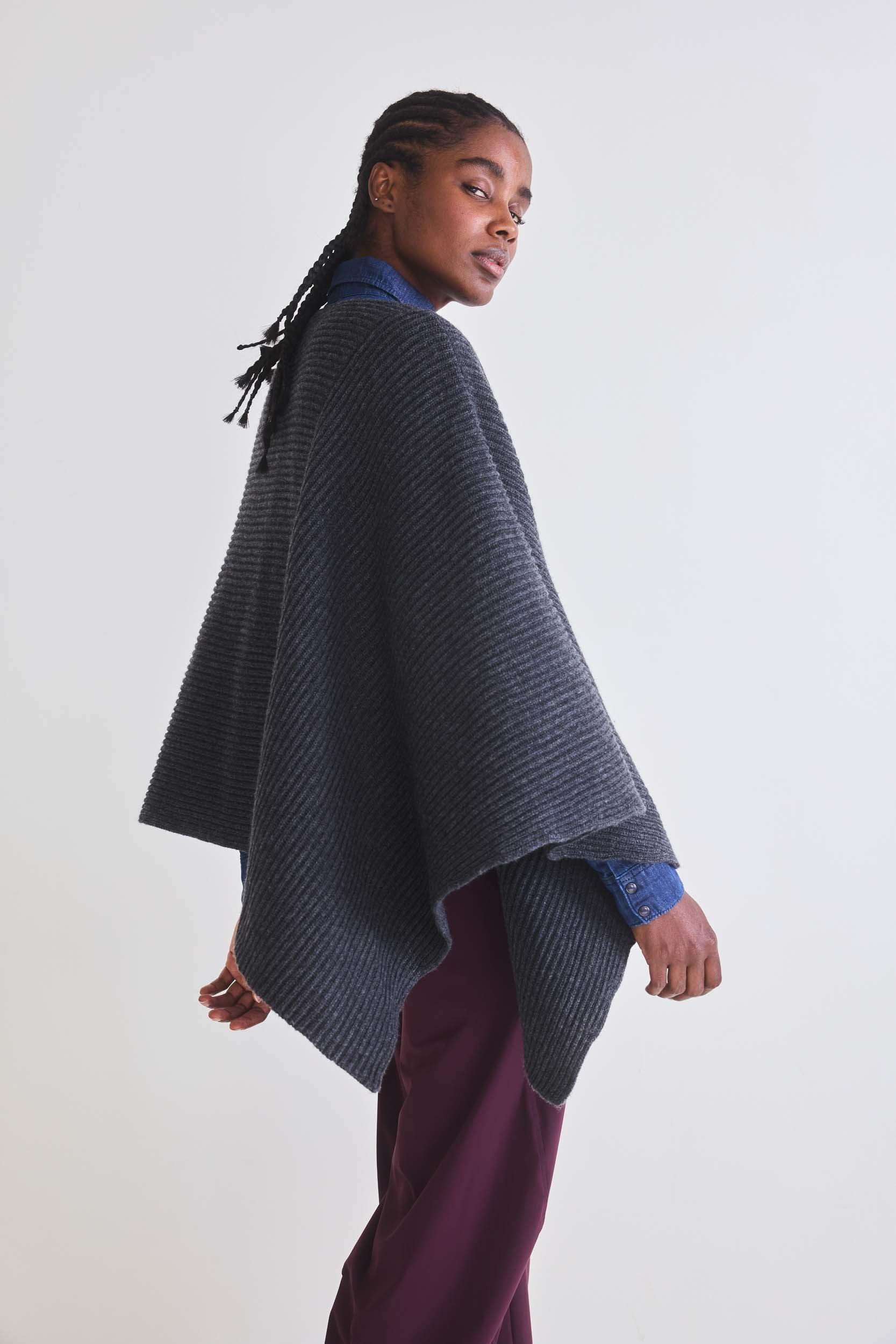 The Ribbed Knit Poncho Product Image