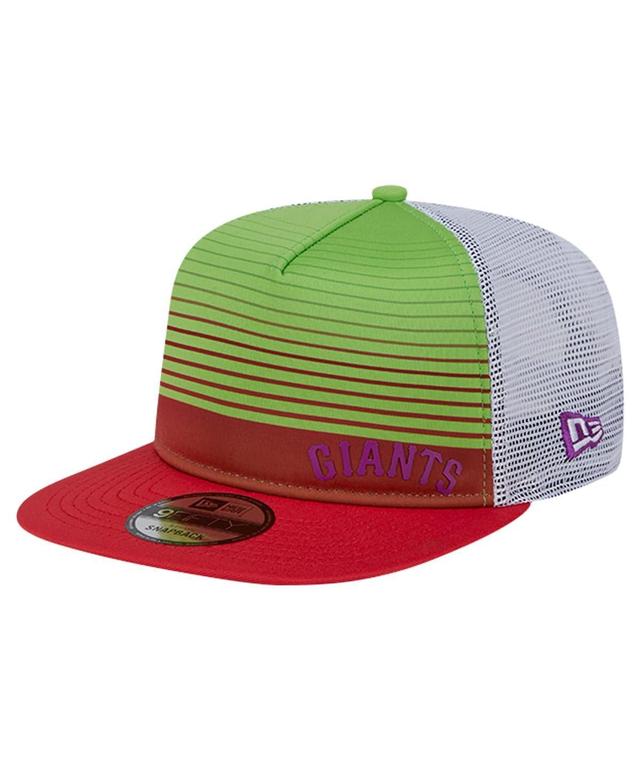 New Era Mens Red San Francisco Giants Neon Horizon A-Frame Trucker 9FIFTY Snapback Hat Product Image