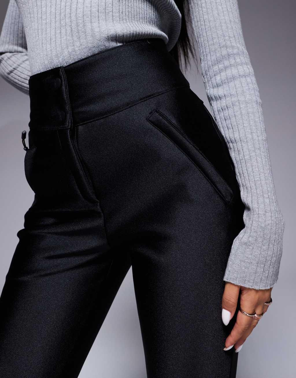 ASOS 4505 Ski soft shell water repellent skinny ski pants in black gloss Product Image